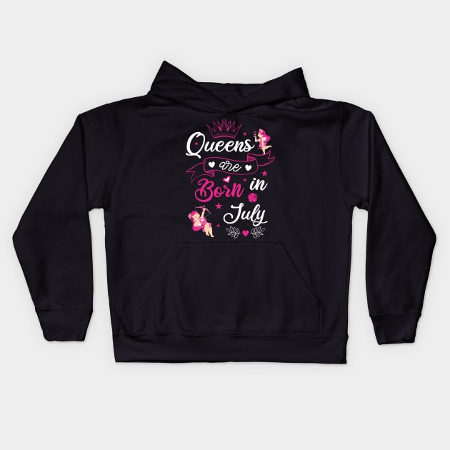 Queens are born in July Kids Hoodie by artdise